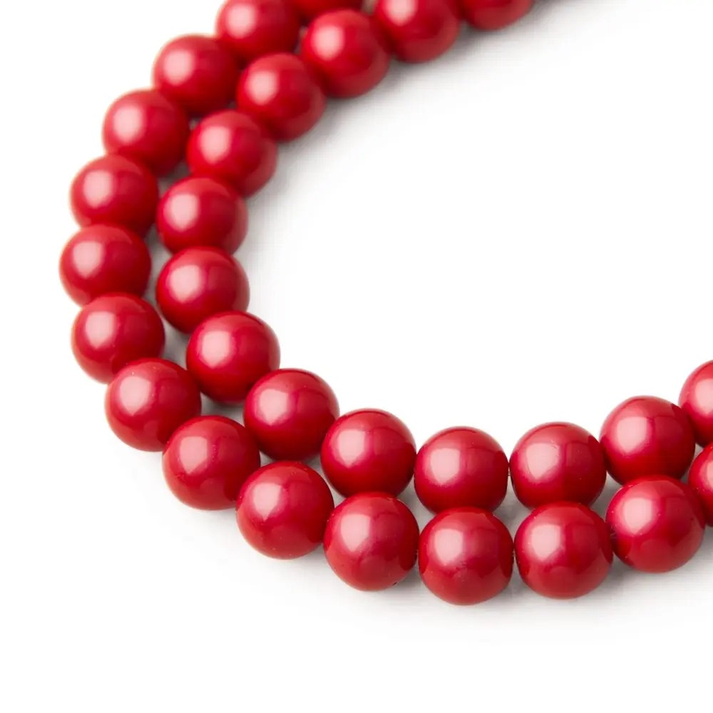 Manumi české skleněné mačkané kuličky 8 mm Dark Red Opaque - 22 ks