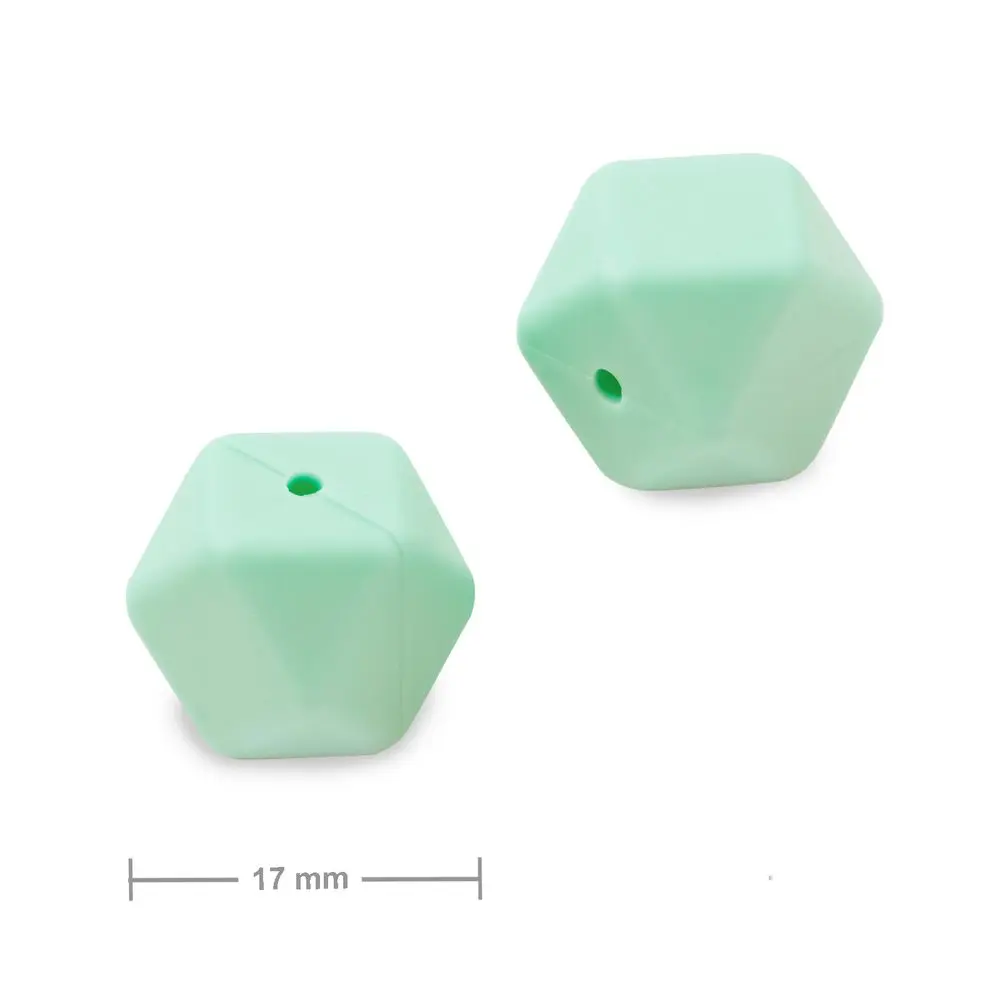 Silikonové korálky hexagon 17 mm Mint Green - 2 ks