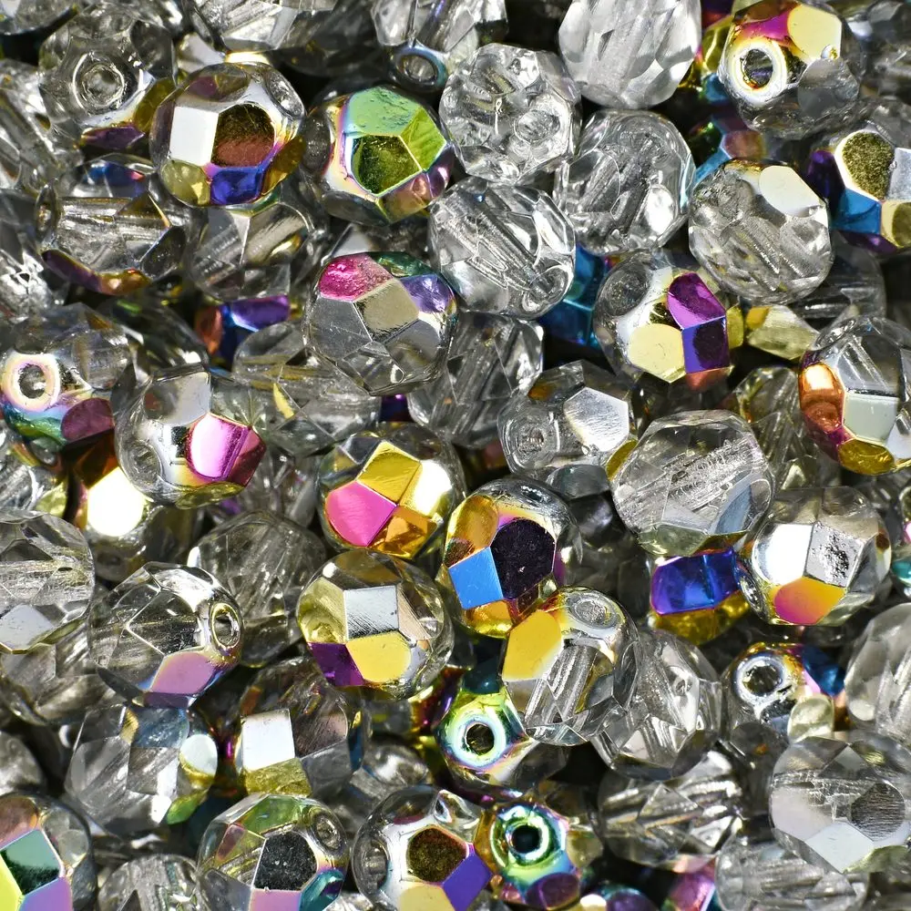 Manumi české broušené korálky 6 mm Crystal Vitral - 150 ks