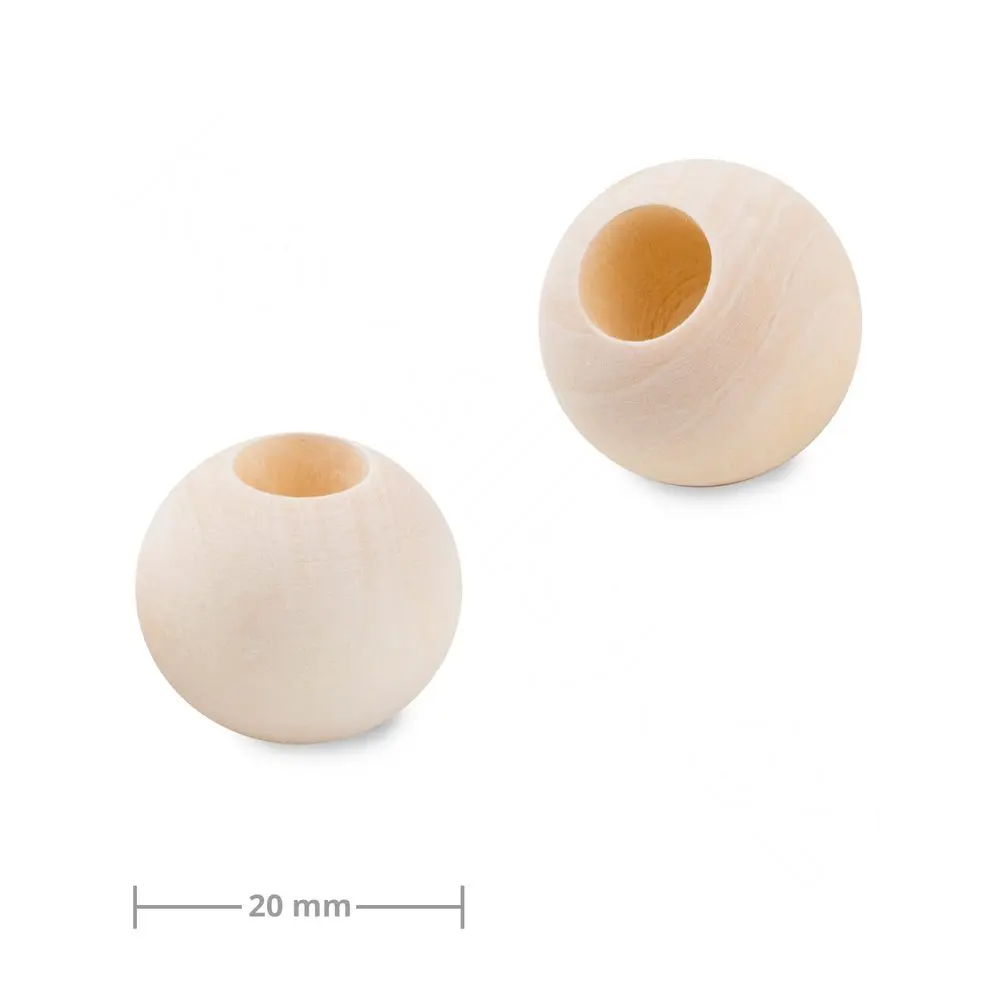 Dřevěné korálky s velkým průtahem pro Macramé 20 mm - 15 ks