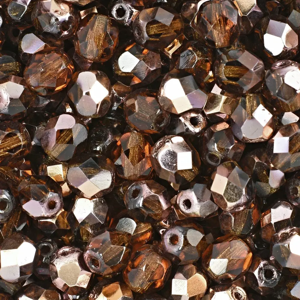 Manumi české broušené korálky 6 mm Copper Smoky Topaz - 30 ks