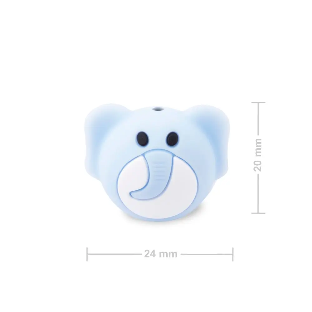 Silikonový korálek slon Pastel Blue - 5 ks