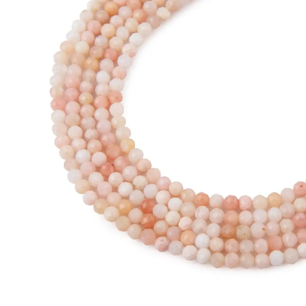 Korálky z minerálu Růžový opál AAA 3 mm broušené - 18 cm