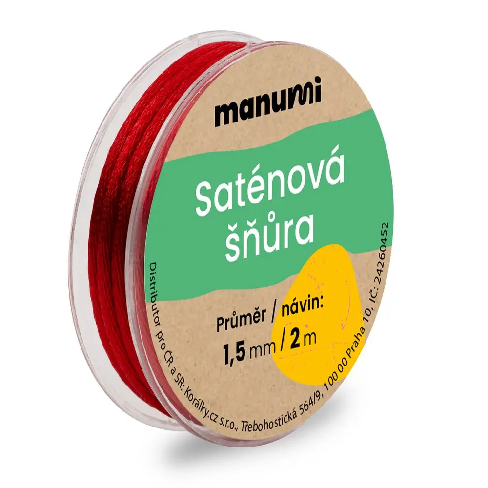 Nylonová saténová šňůra 1,5 mm/2m Rose Red - 5 ks