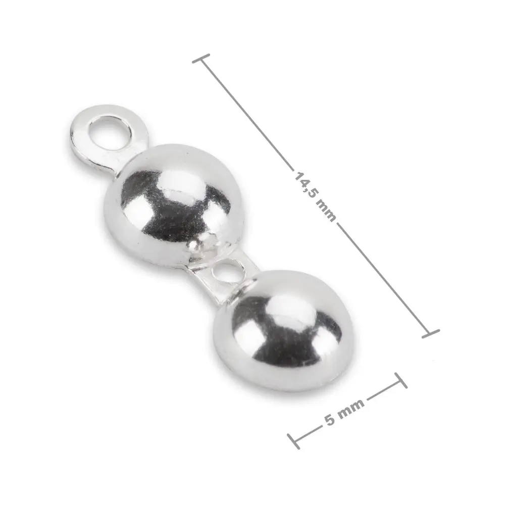 Stříbrná dvoumisková kalota s očkem 14,5 x 5 mm -
