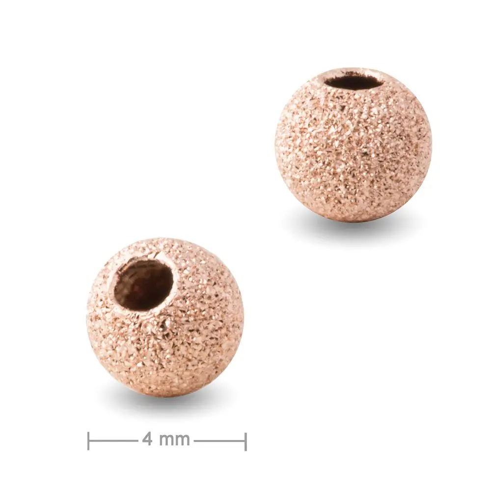 Stříbrný korálek stardust 4 mm pozlacený 18K růžovým zlatem - 2 ks