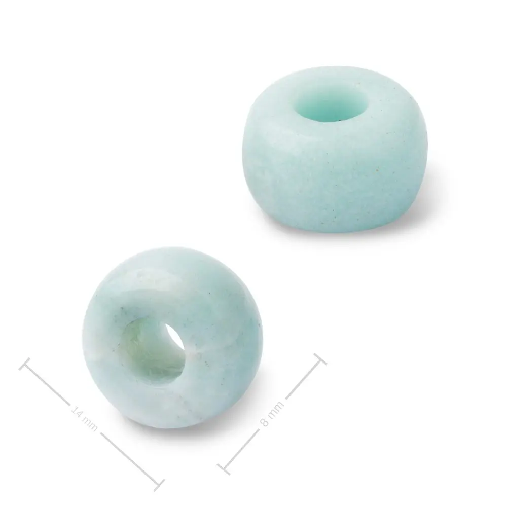 Korálek rondelka z minerálu Amazonit s velkým průtahem pro Macramé 14x8 mm - 5 ks