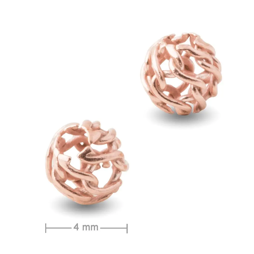 Stříbrný filigránový korálek 4 mm pozlacený 18K růžovým zlatem -