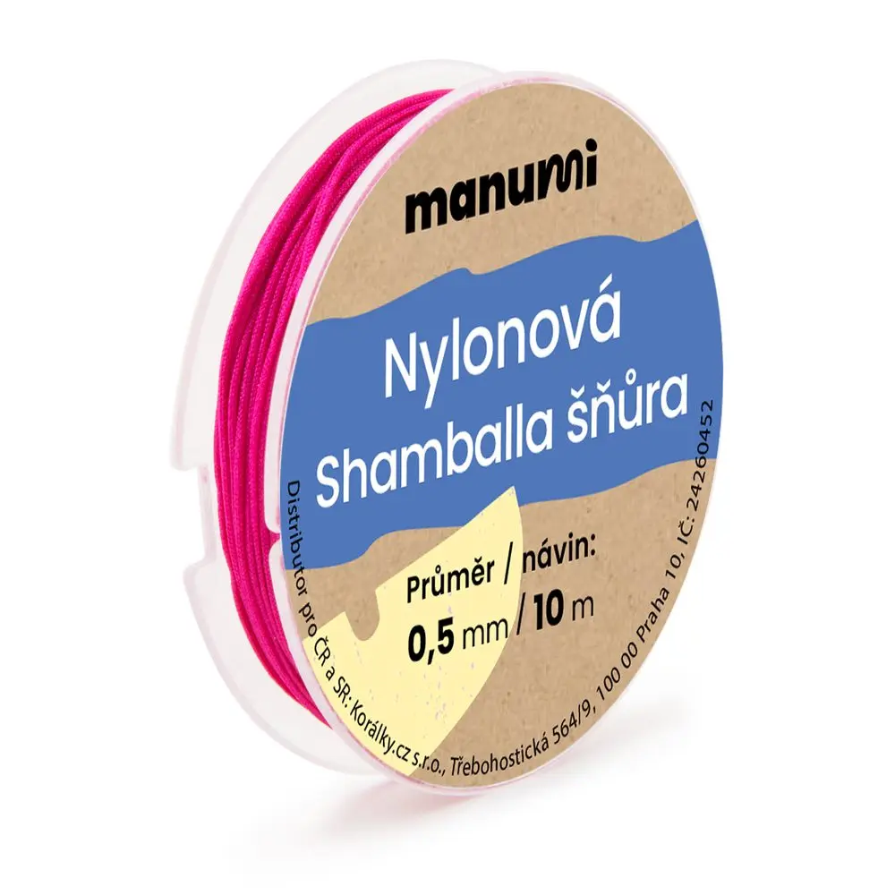 Manumi Nylonová šňůrka na Shamballa náramky 0,5 mm/10m tmavě růžová č. 5 - 1 ks