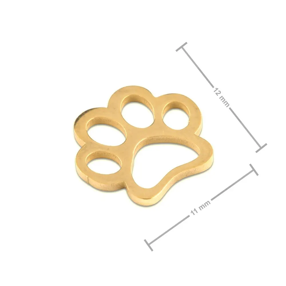Spojovací díl z chirurgické oceli psí nebo kočičí packa v barvě zlata - 1 ks