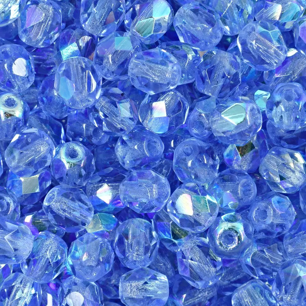 Manumi české broušené korálky 6 mm Light Sapphire AB - 150 ks