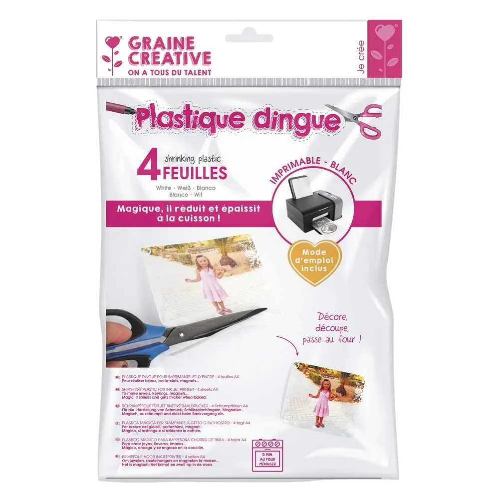Graine Creative Sada smršťovacích fólií do tiskárny bílá 4ks -
