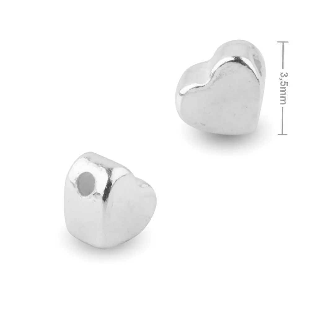 Stříbrný korálek srdce 4 x 3,5 mm - 1 ks