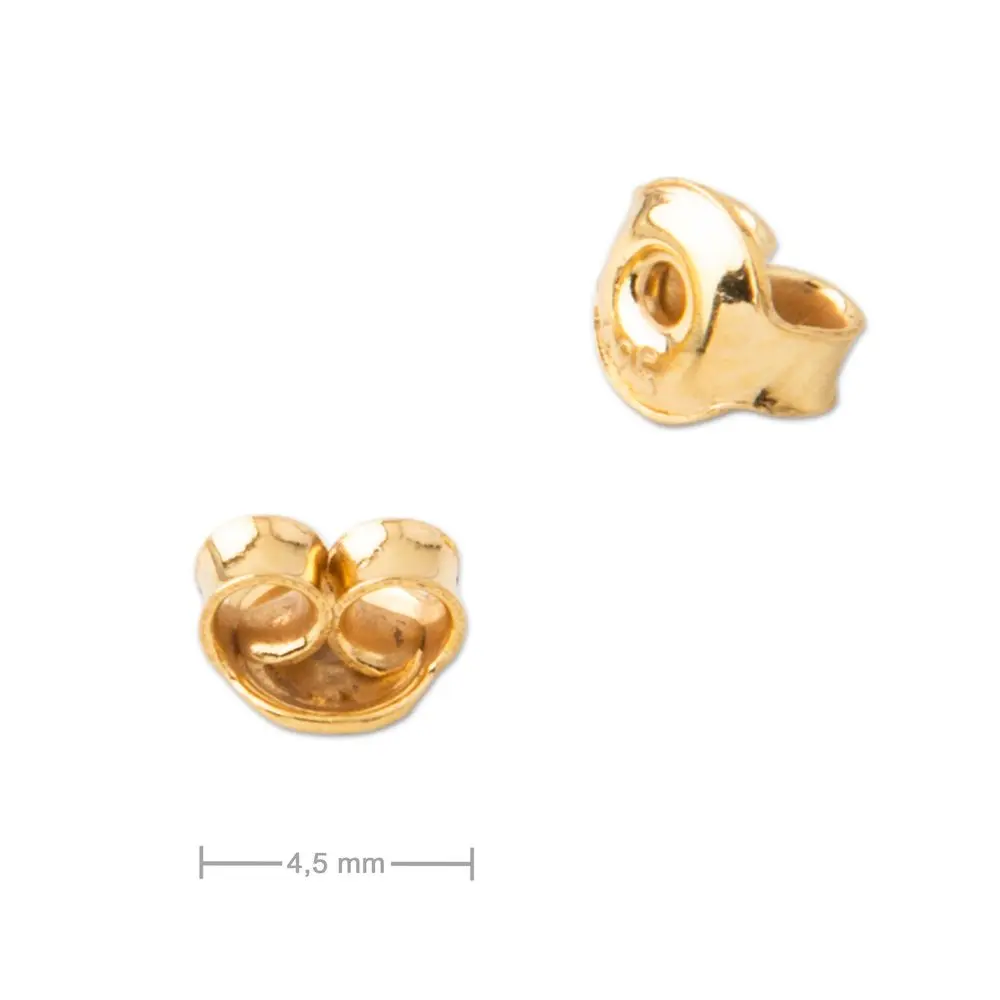 Stříbrná náušnicová zarážka motýlek 4,5 mm pozlacená 24K zlatem -