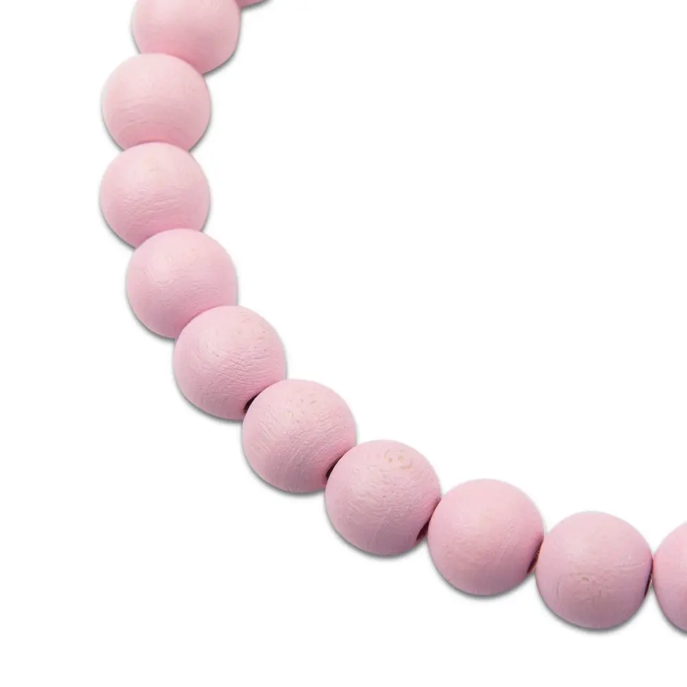Manumi české dřevěné korálky 10 mm růžové - 90 ks