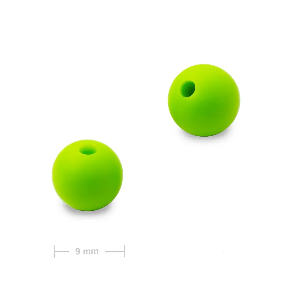 Silikonové kulaté korálky 9 mm Chartreuse Green - 6 ks