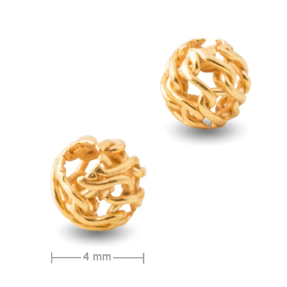 Stříbrný filigránový korálek 4 mm pozlacený 24K zlatem -