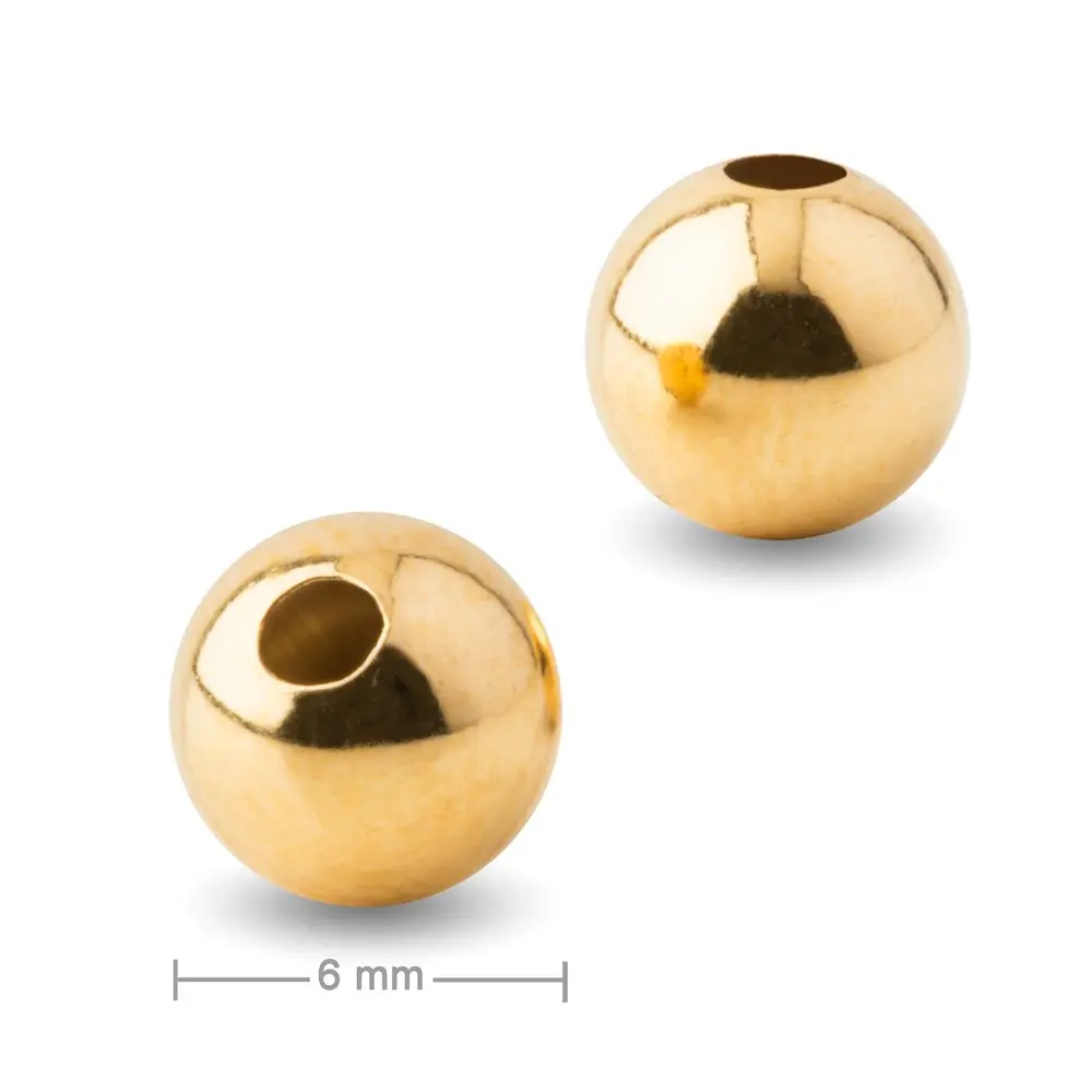 Stříbrný korálek 6 mm pozlacený 24K zlatem -