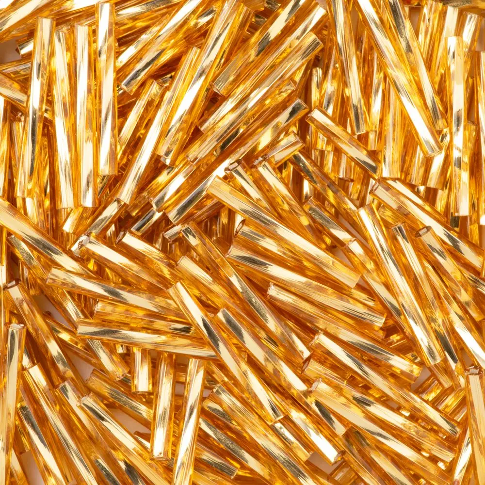 PRECIOSA ORNELA Korálky PRECIOSA skleněné trubičky kroucené 20 mm zlaté - 75 g