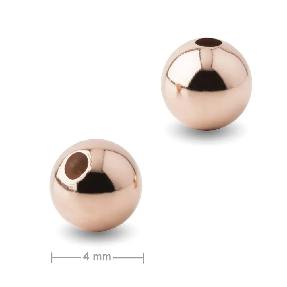 Stříbrný korálek 4 mm pozlacený 18K růžovým zlatem -