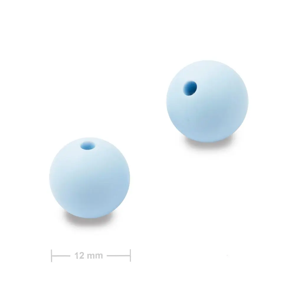 Silikonové kulaté korálky 12 mm Pastel Blue - 20 ks