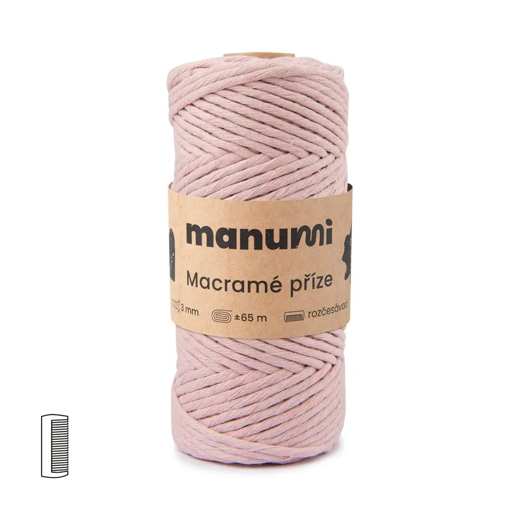 Manumi Macramé příze stáčená 3mm světle růžová -