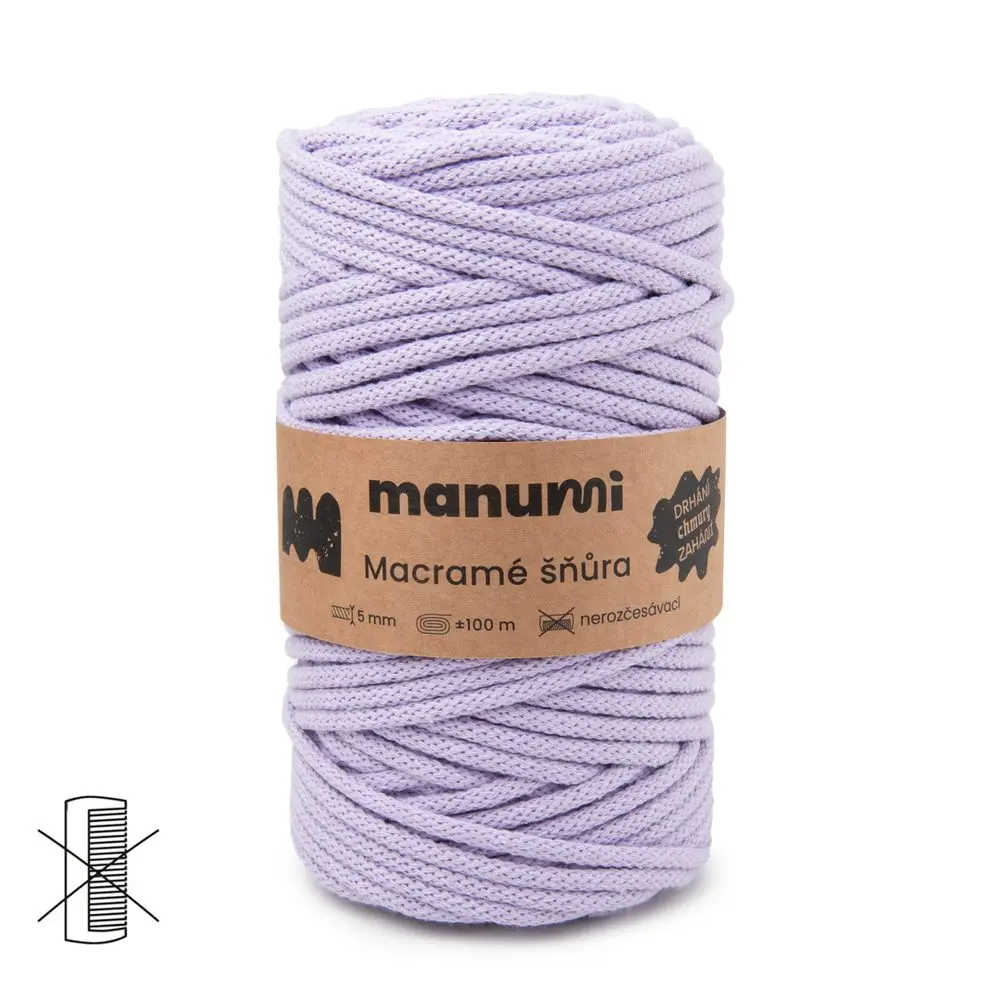 Manumi Macramé šňůra 5mm levandulová - 1 ks
