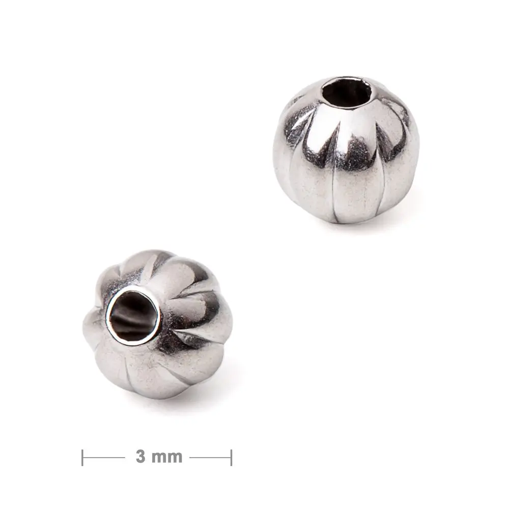 Ozdobný korálek z chirurgické oceli 316L dutý 3 mm - 15 ks