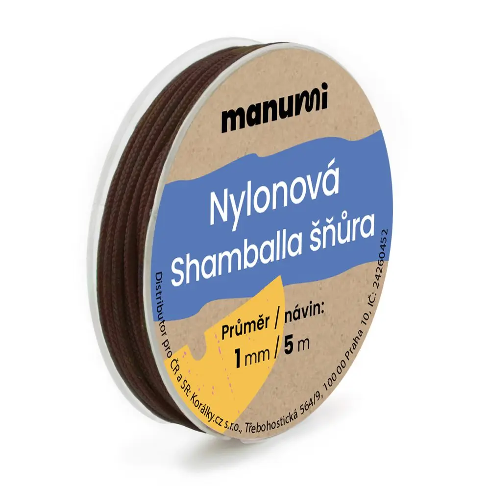 Manumi Nylonová šňůrka na Shamballa náramky 1 mm/5m hnědá č. 28 - 5 ks