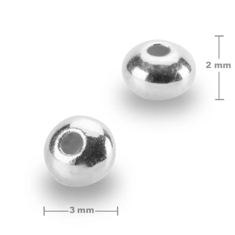 Stříbrný korálek 3 x 2 mm - 4 ks