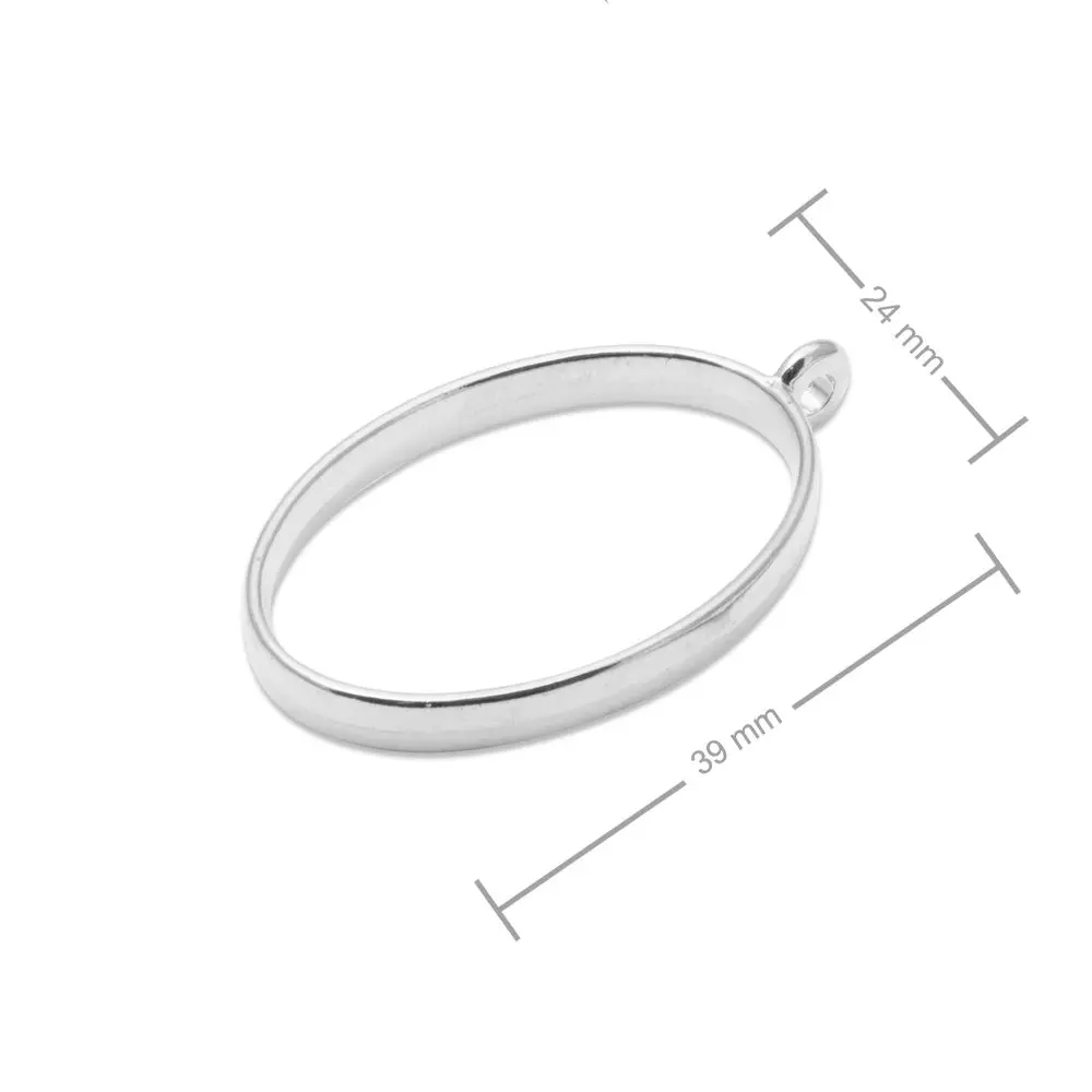 Rámeček na odlévání křišťálové pryskyřice ovál 39x23 mm v barvě stříbra - 1 ks