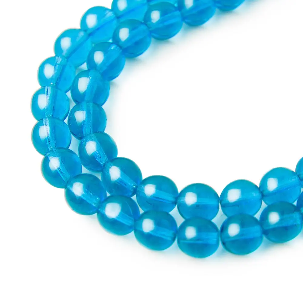 Manumi české skleněné mačkané kuličky 8 mm Aqua - 110 ks