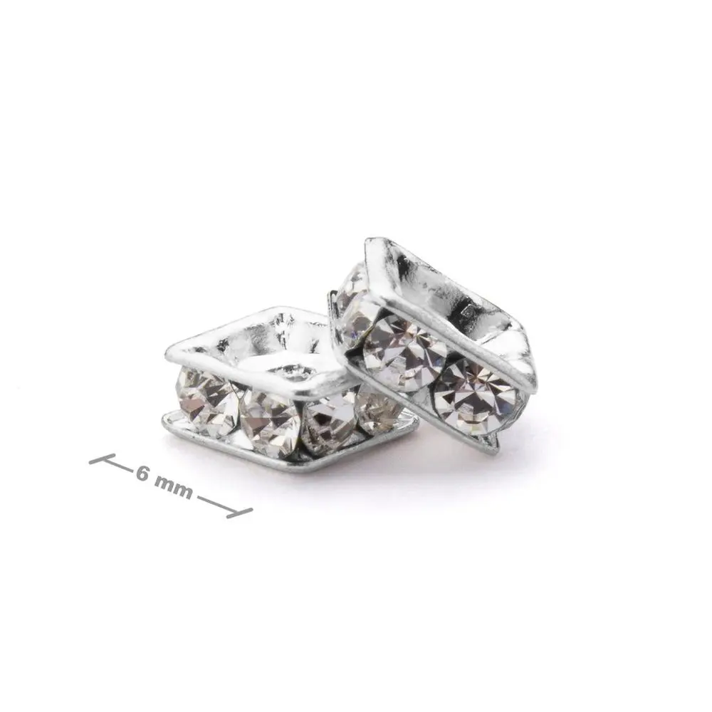 Manumi štrasový čtverec 6x6 mm Crystal - 4 ks
