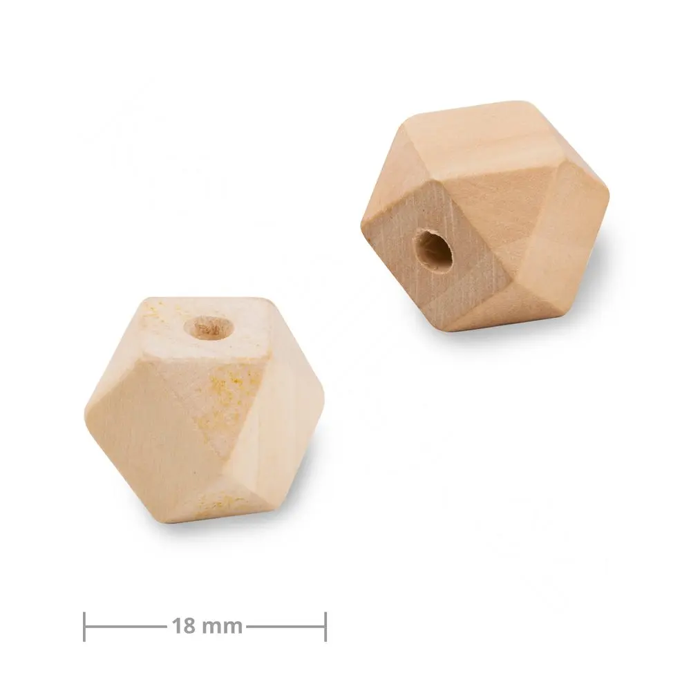 Dřevěné korálky hexagon s velkým průtahem pro Macramé 18 mm -