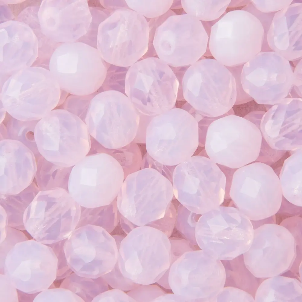 Manumi české broušené korálky 8 mm Milky Light Rose -