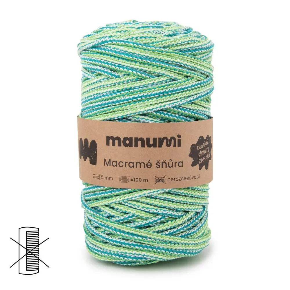 Manumi Macramé šňůra 5mm odstíny zelené - 1 ks
