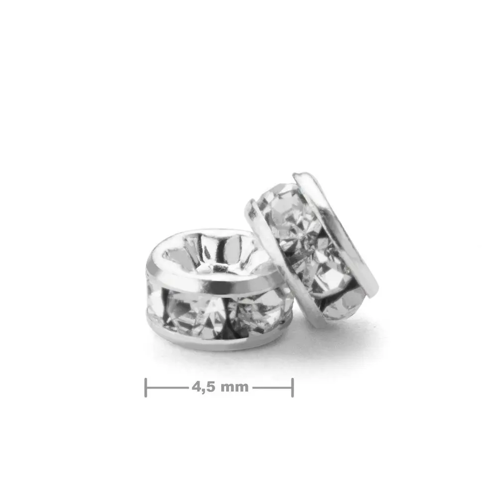 Manumi štrasová rondelka 4,5 mm stříbrná Crystal - 5 ks