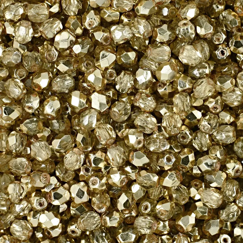 Manumi české broušené korálky 3 mm Coated Crystal Gold Topaz - 60 ks