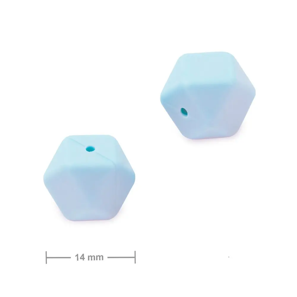 Silikonové korálky hexagon 14 mm Pastel Blue - 3 ks