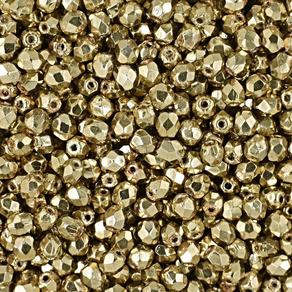 Manumi české broušené korálky 3 mm Coated Golden -