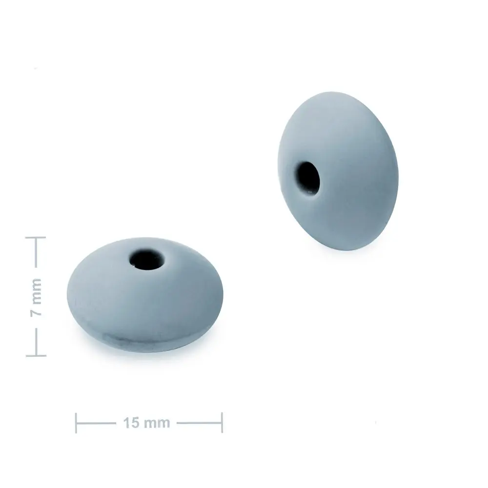 Silikonové korálky lentilky 12x7 mm Dim Grey - 30 ks