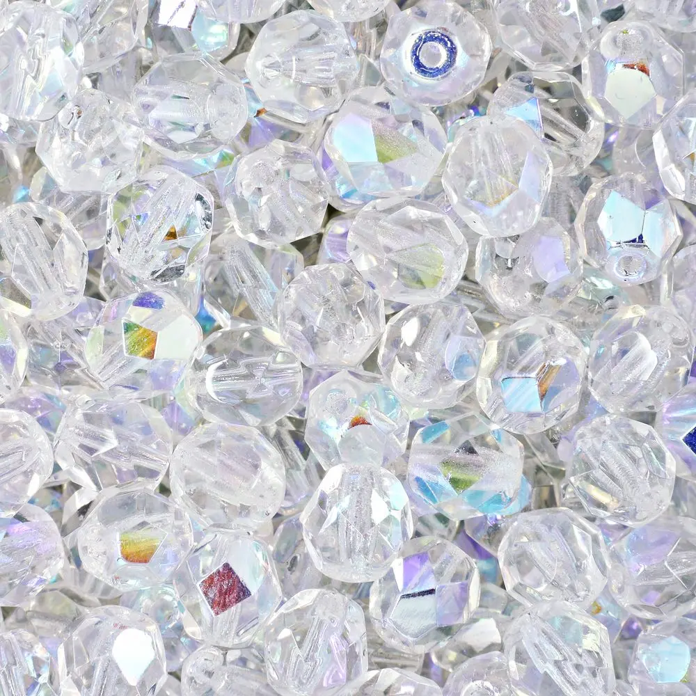 Manumi české broušené korálky 6 mm Crystal AB - 30 ks