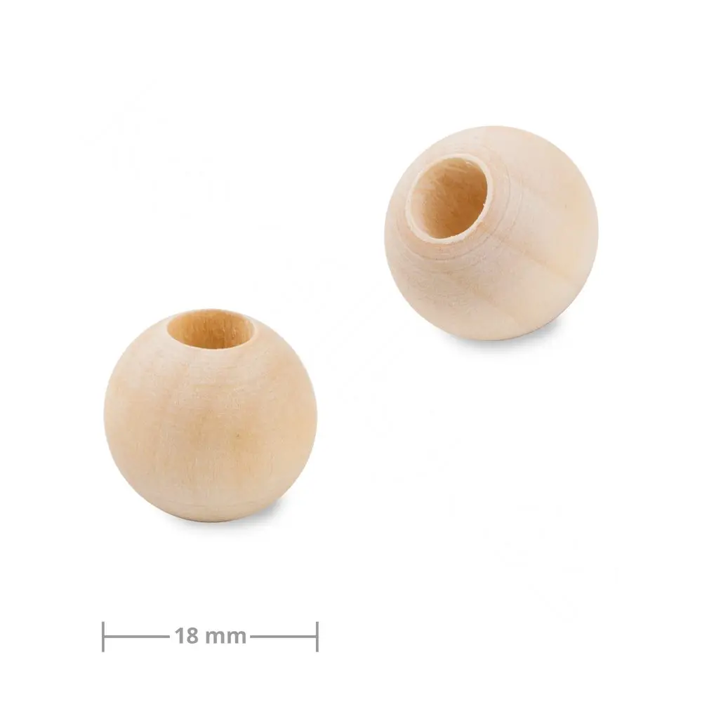 Dřevěné korálky s velkým průtahem pro Macramé 18 mm - 90 ks