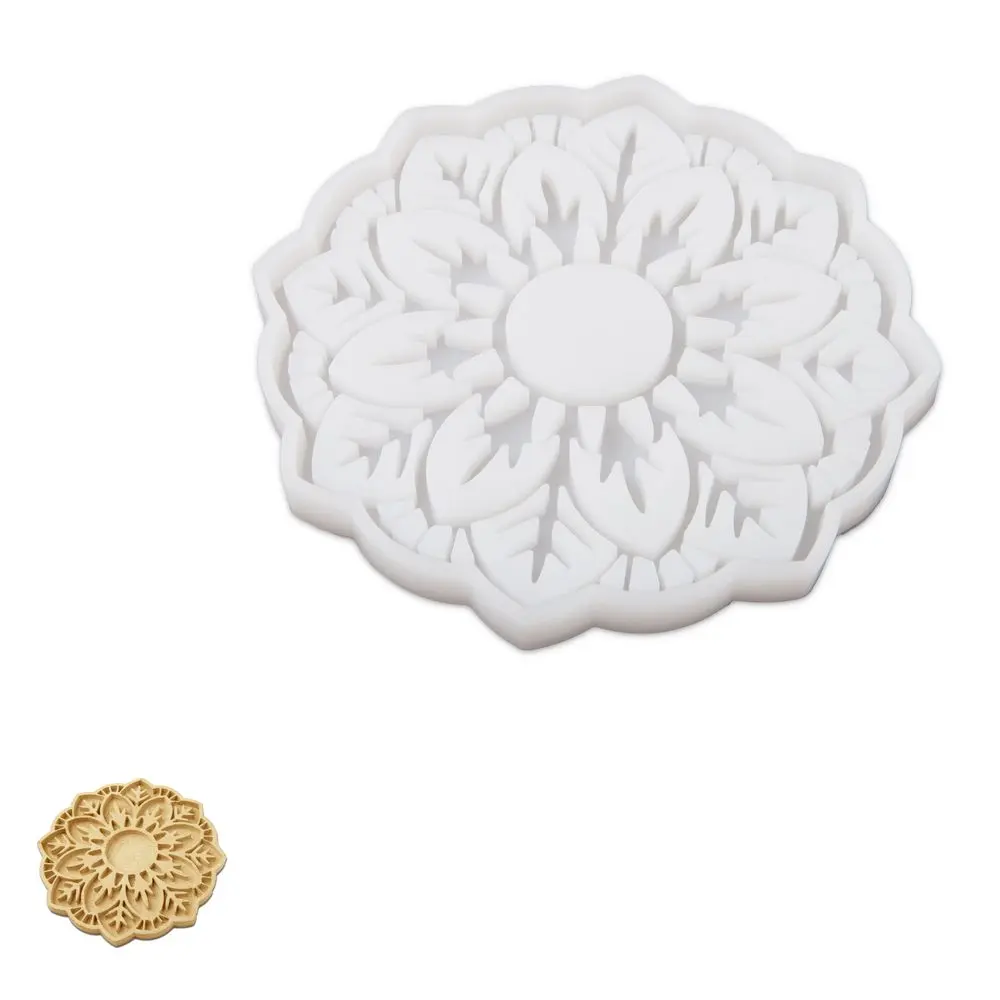 Manumi Silikonová forma pro kreativní hmoty podložka mandala květ 155x155x12mm -