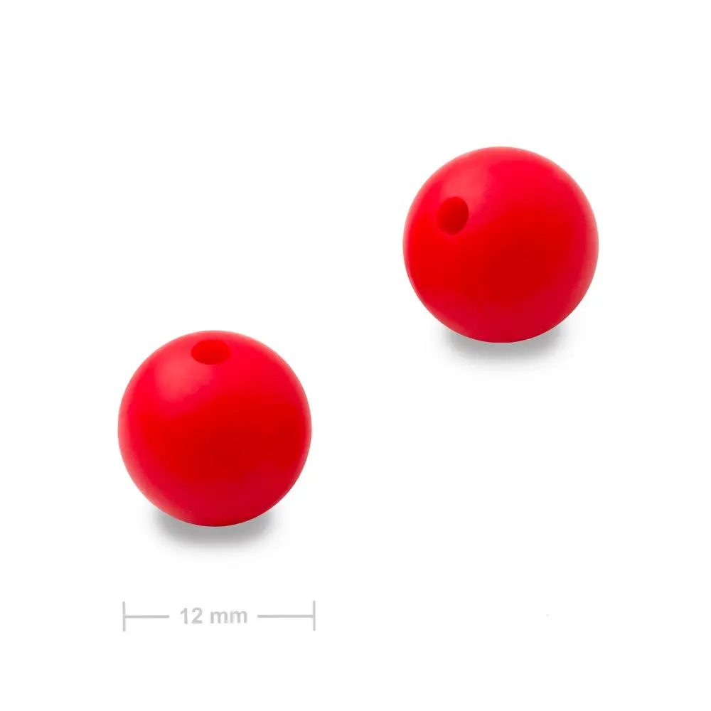 Silikonové kulaté korálky 12 mm Rose Red - 20 ks
