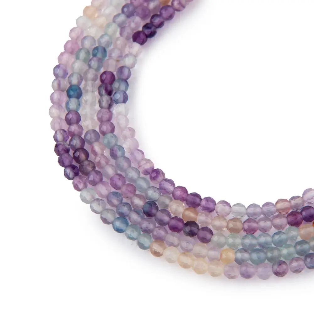 Korálky z minerálu Fluorit gradient 3 mm broušené - 18 cm