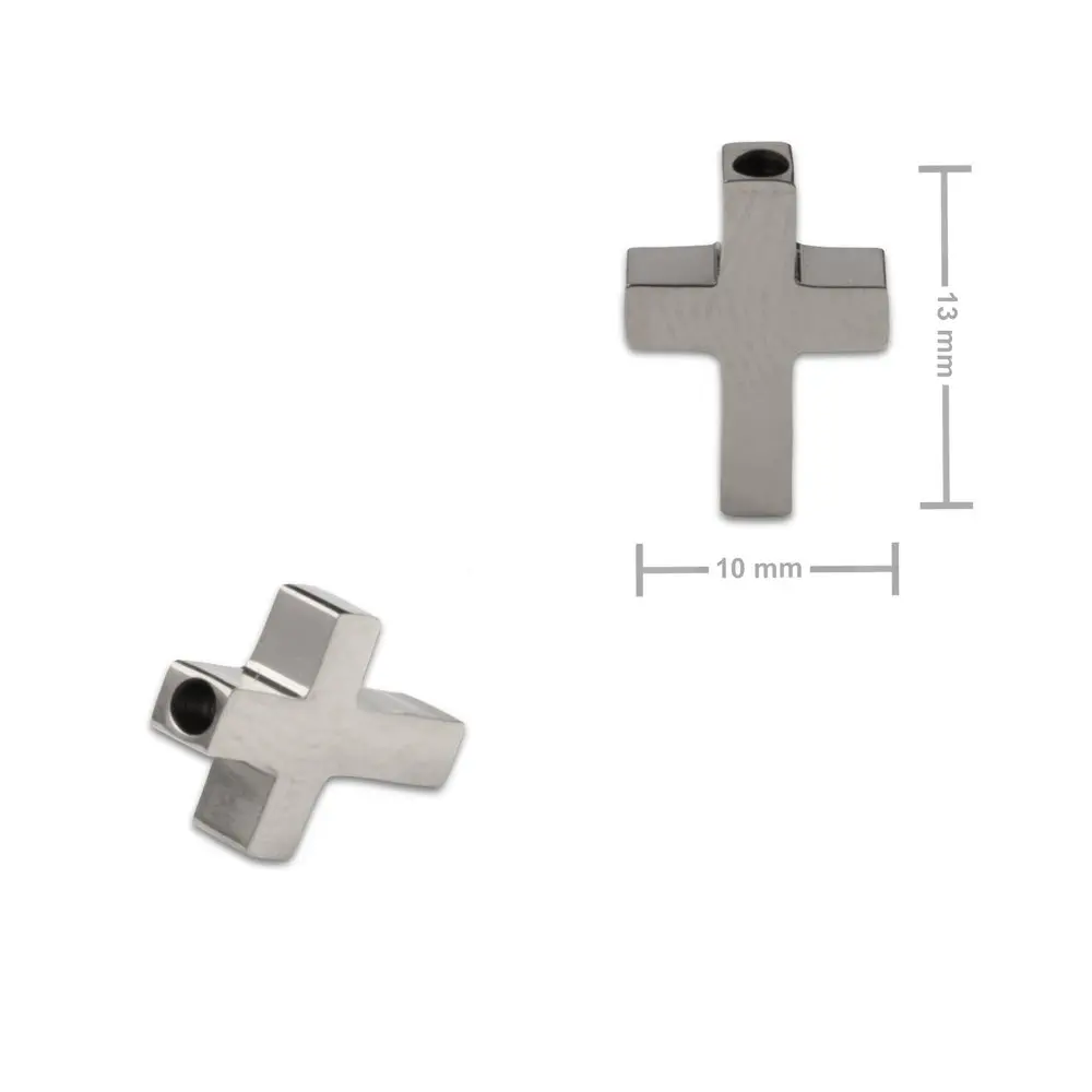 Korálek z chirurgické oceli ve tvaru kříže 10 x 13 mm - 1 ks