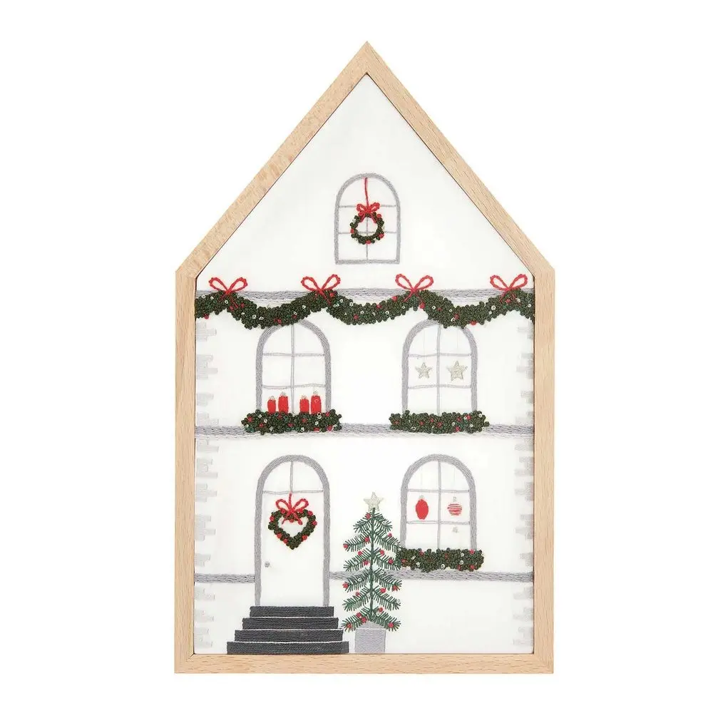 Rico Design Sada na vyšívání dekorace vánoční dům 16x27cm - 1 sada