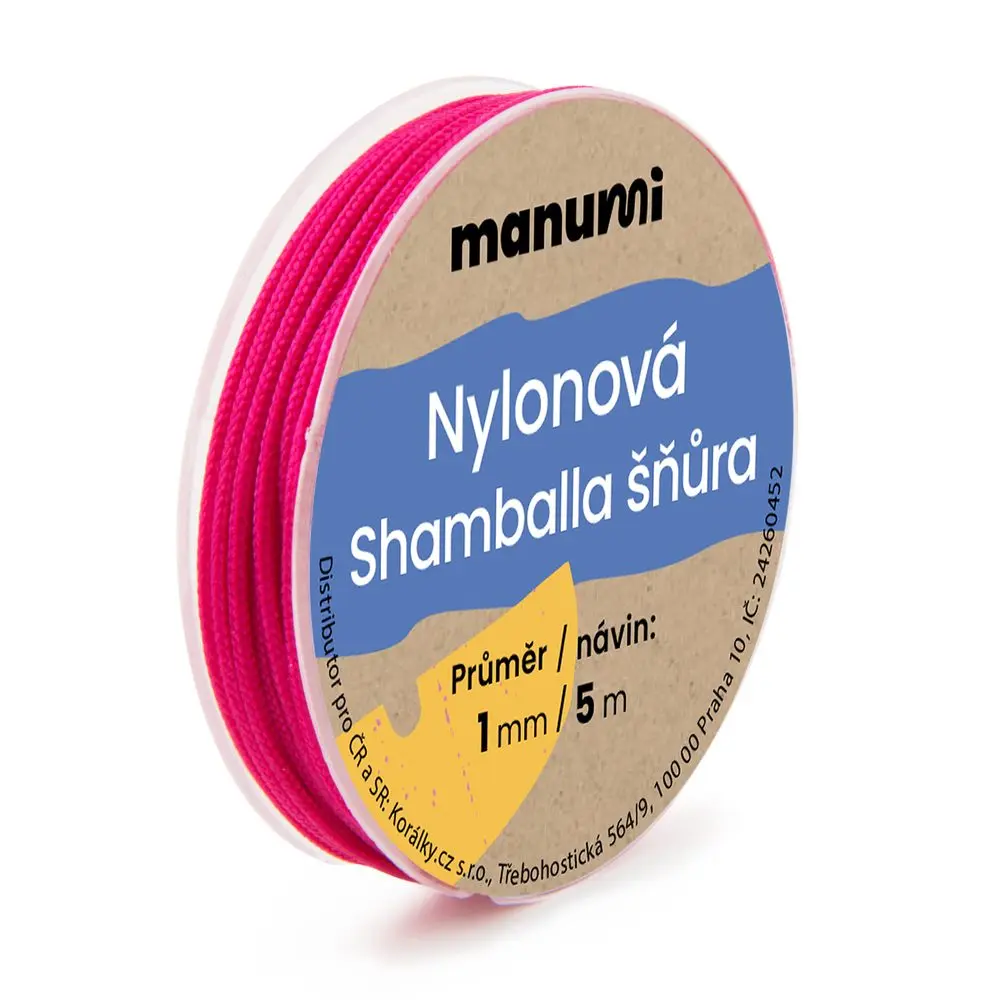 Manumi Nylonová šňůrka na Shamballa náramky 1 mm/5m tmavě růžová č. 20 - 5 ks