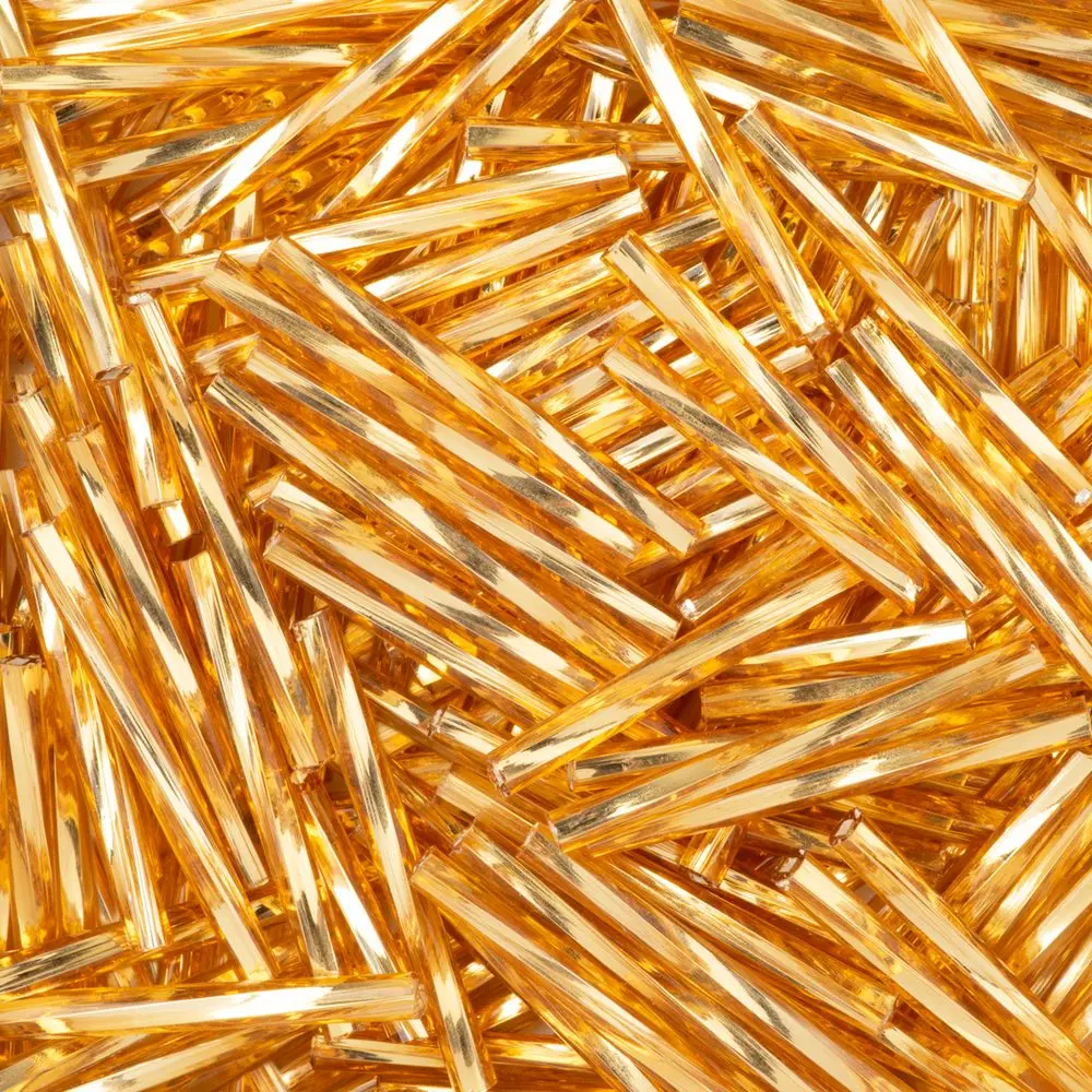 PRECIOSA ORNELA Korálky PRECIOSA skleněné trubičky kroucené 25 mm zlaté - 75 g